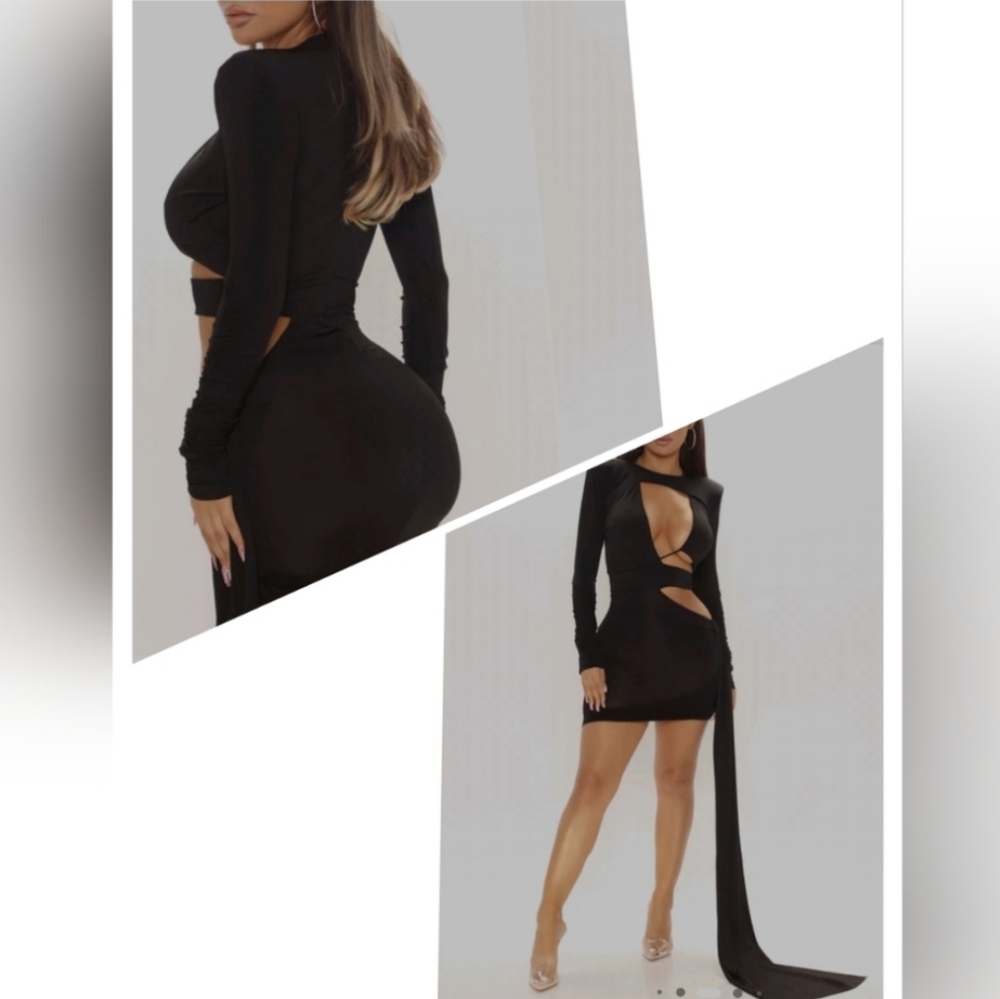 Elegant Black Cut-Out Dress